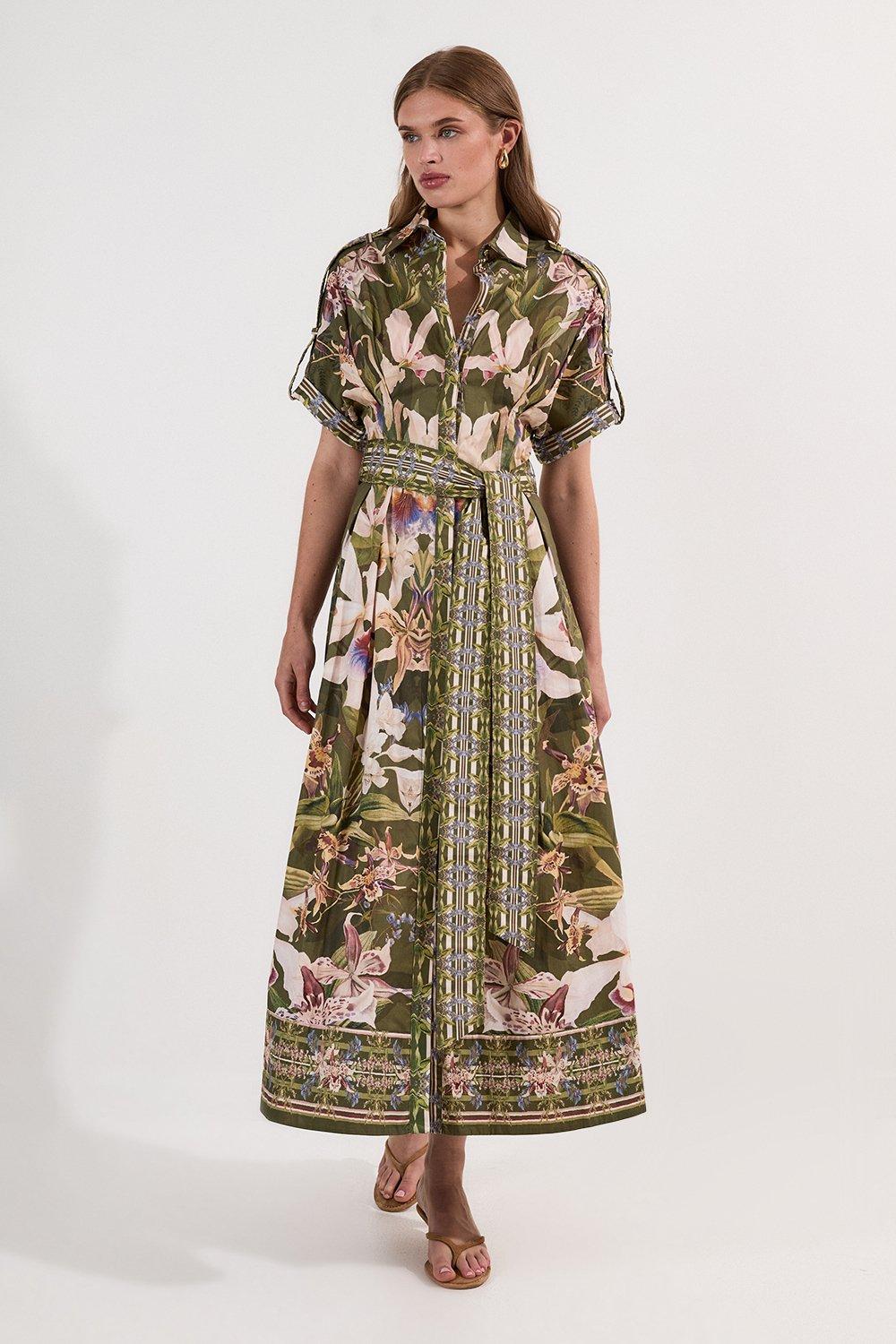関税送料込★SALE★完売間近★KarenMillen★Batikドレス Batik Print Cotton Voile Strappy Woven Maxi Dress | Karen Millen