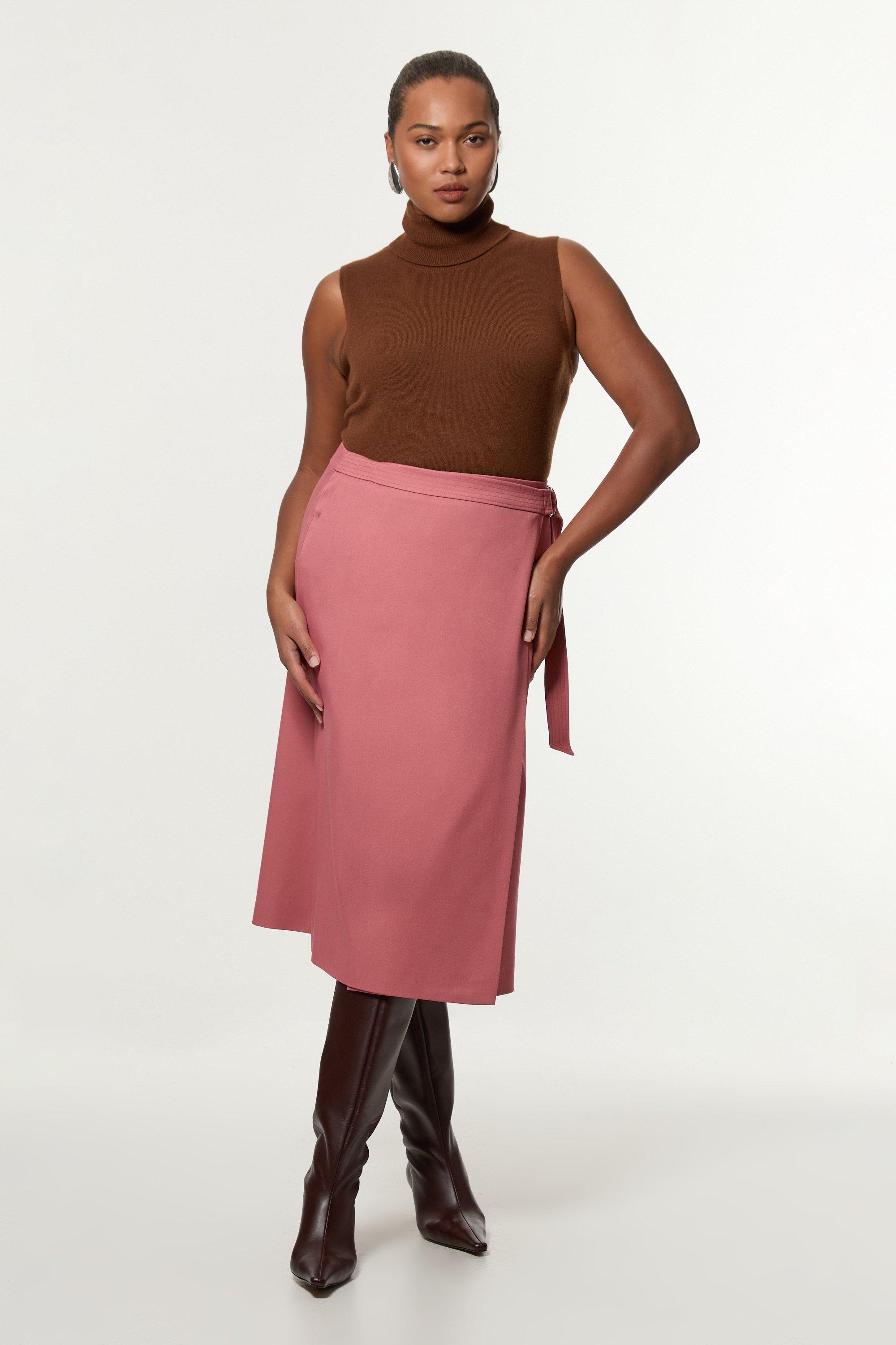 Leather Utility Pocket A Line Zip Through Midi Skirt | Karen