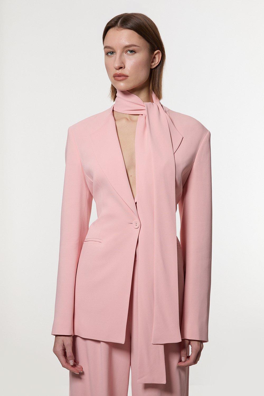【KAREN MILLEN】コンパクトストレッチ テイラード ブレザー Compact Stretch Stab Stitch Asymmetric Wrap Tailored Blazer