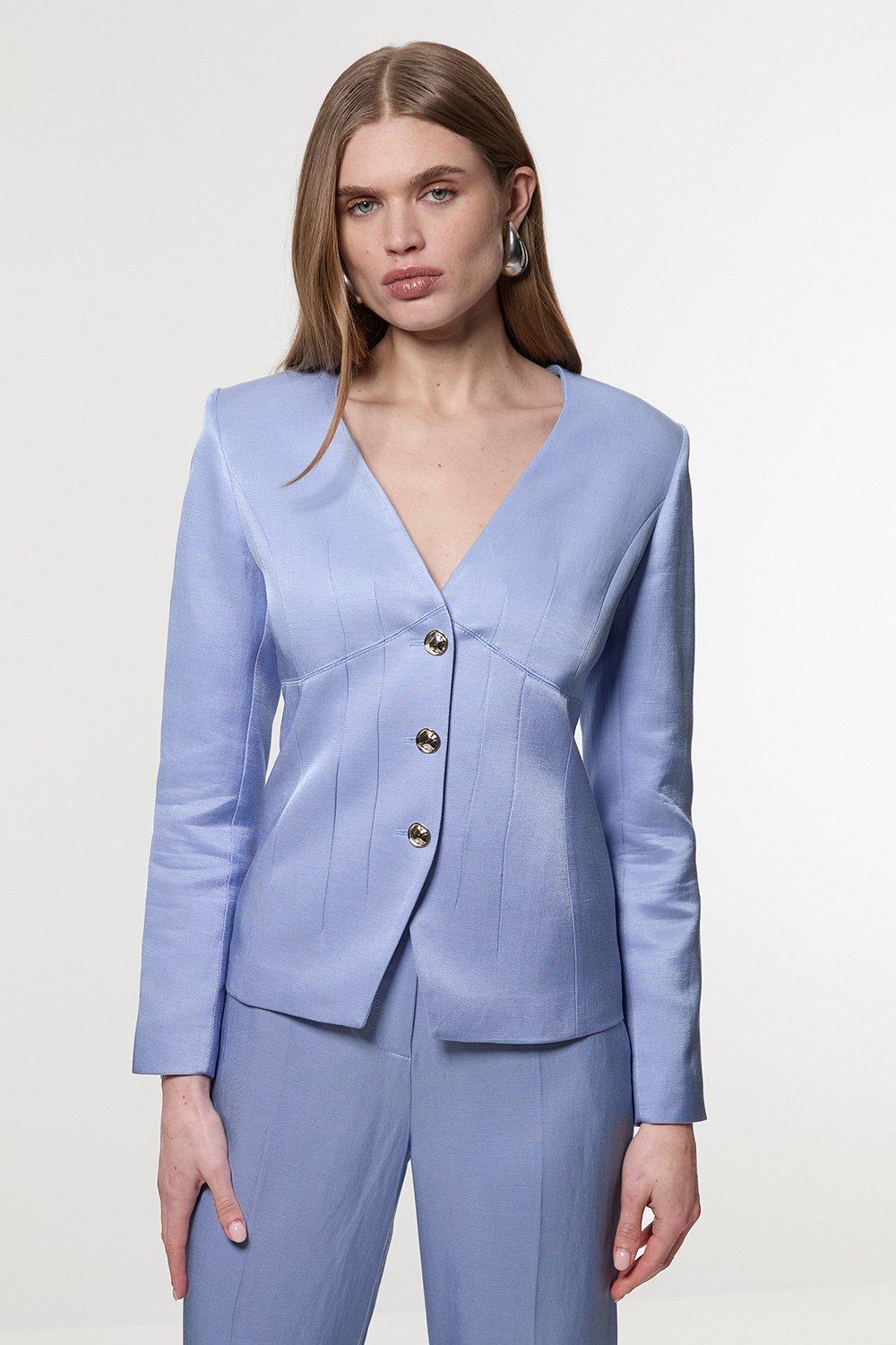 英国【Karen Millen】花柄クリスタル装飾 ブレザージャケット Placed Floral Crystal Embellished Tailored Blazer Jacket