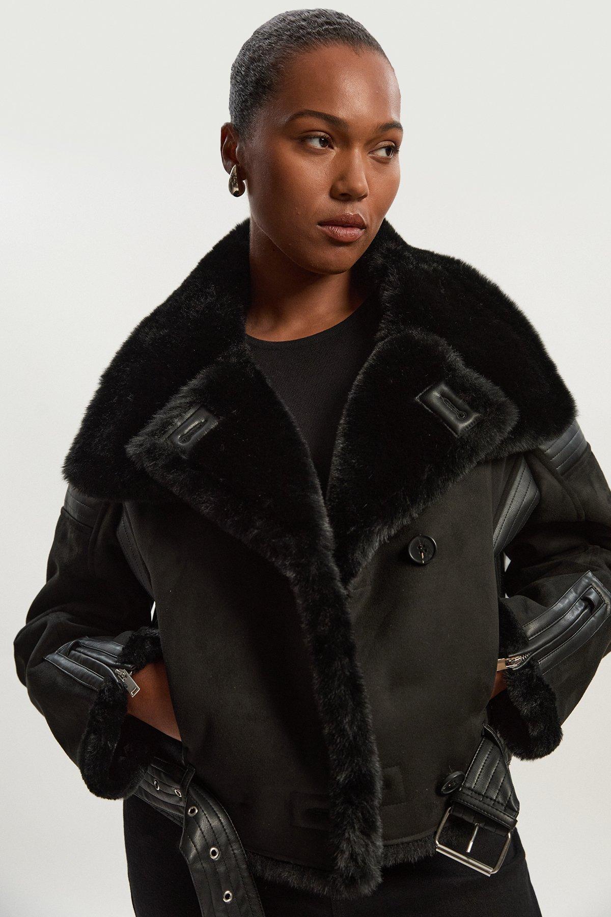 Leather Statement Embroidery Moto Jacket | Karen Millen