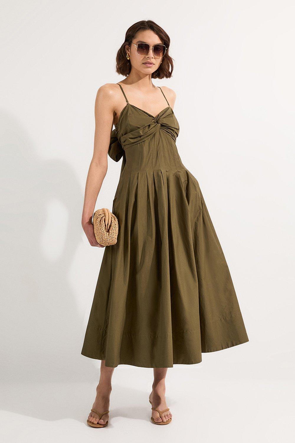 関税送料込★SALE★完売間近★KarenMillen★Batikドレス Batik Print Cotton Voile Plunge Strappy Woven Maxi Dress
