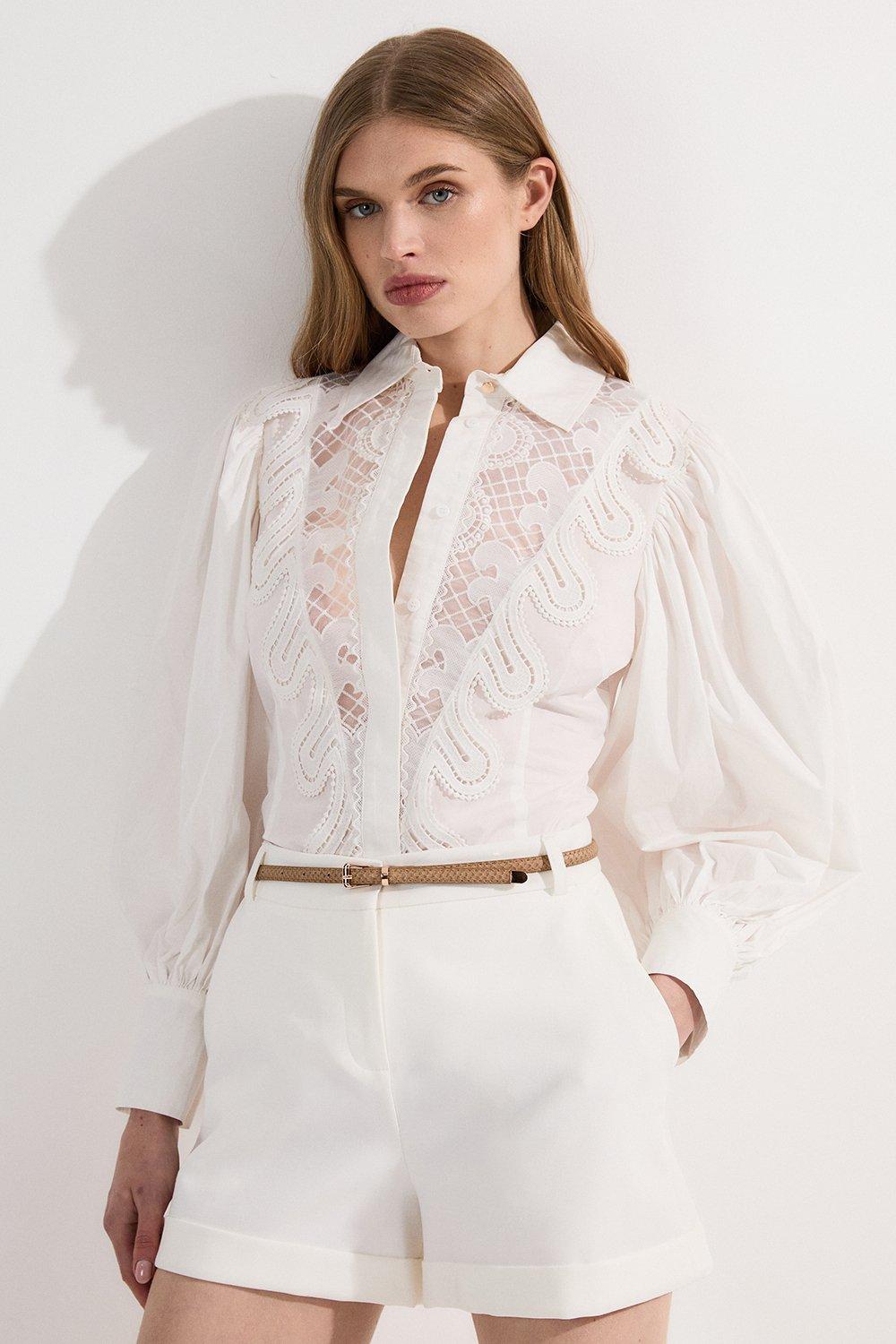 Pleated Ruffle Woven Shirt | Karen Millen