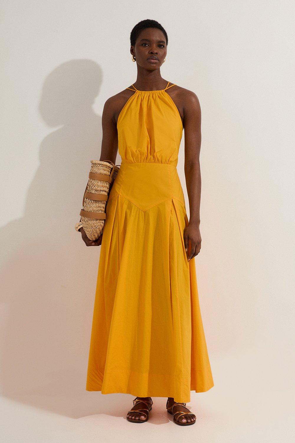 Cotton Balloon Sleeve Midi Dress | Karen Millen Cotton Balloon Sleeve Midi Dress | Karen Millen