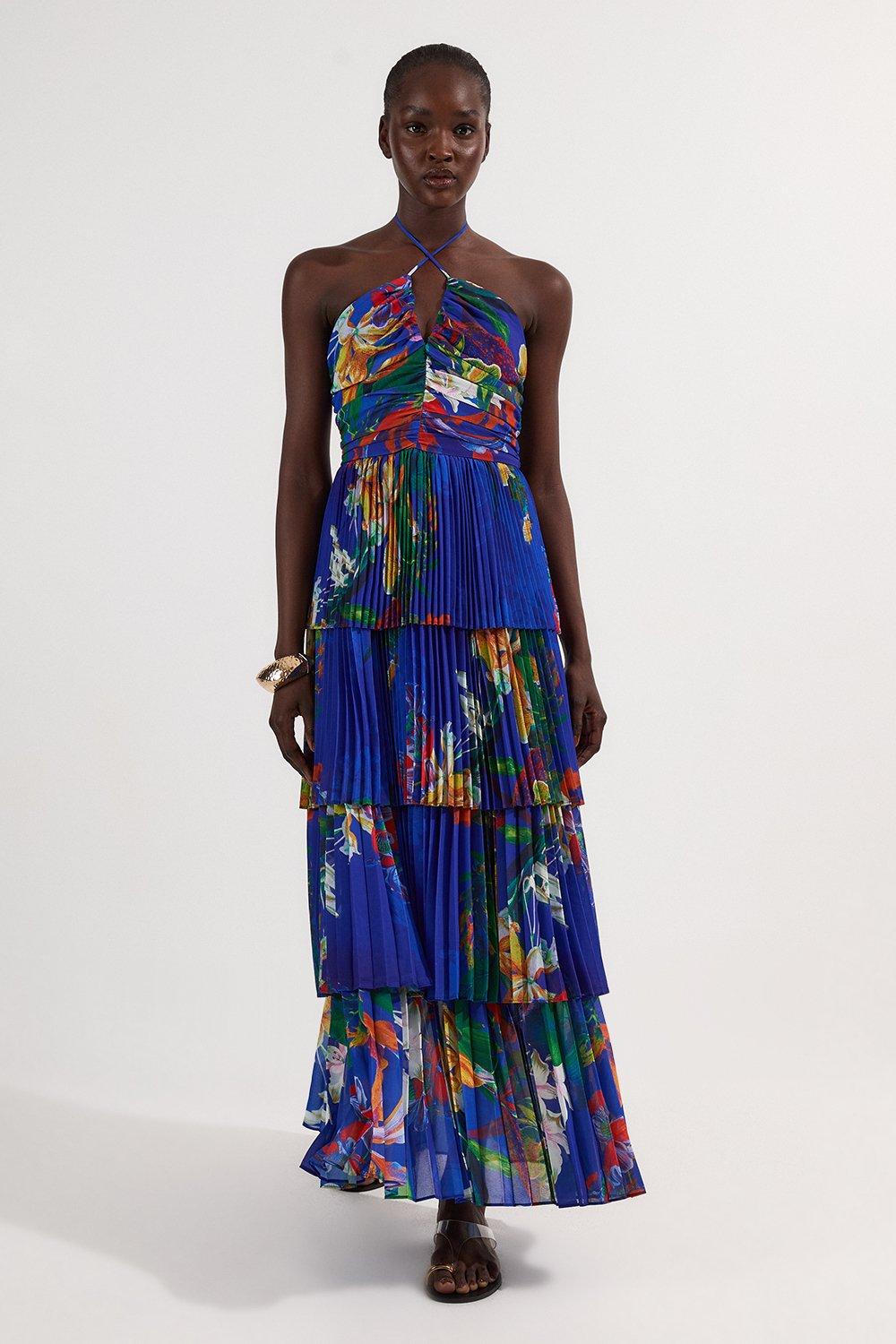 Ombre Fringe Strappy Beaded Maxi Dress | Karen Millen