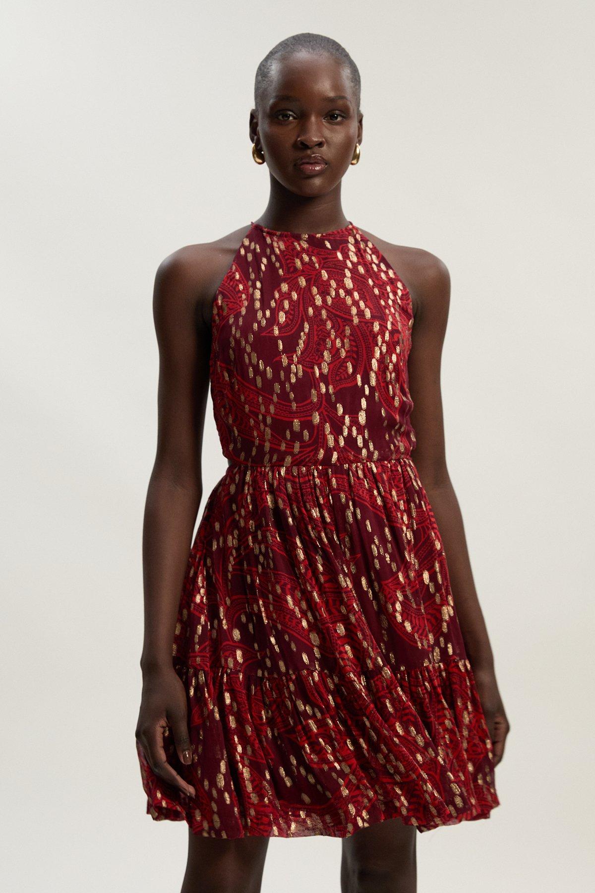 【Karen Millen】ローズ コットン オーガンジー ワンピース Rose Embroidered Cotton Organdie Mini Dress | Karen Millen