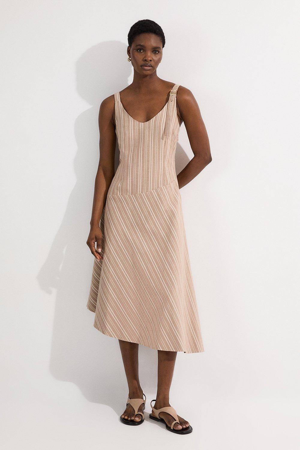 Linen Cutwork Embroidery Woven Midi Dress | Karen Millen