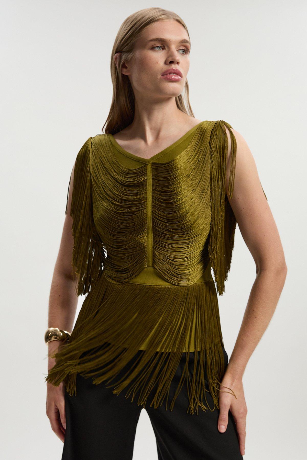 Foiled Bandage Bustier Knit Top | Karen Millen