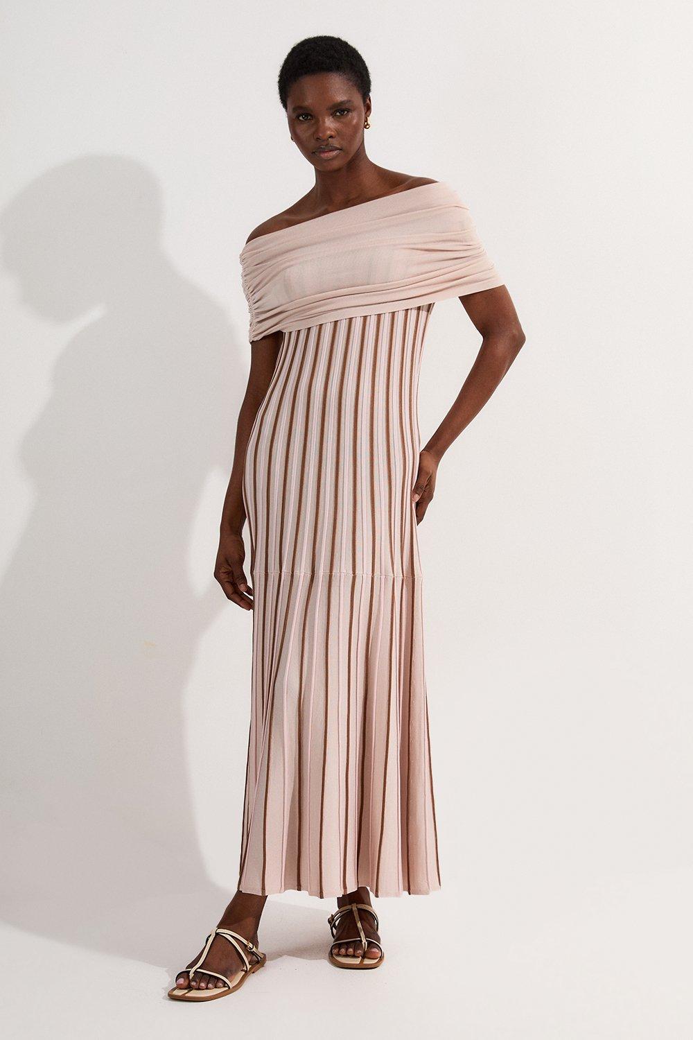 Figure Form Bandage Plunge Neck Knit Mini Dress | Karen Millen