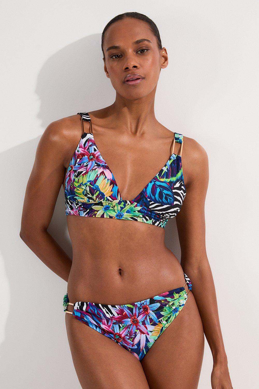 Eyelet Detail Halter Neck Bikini Top | Karen Millen