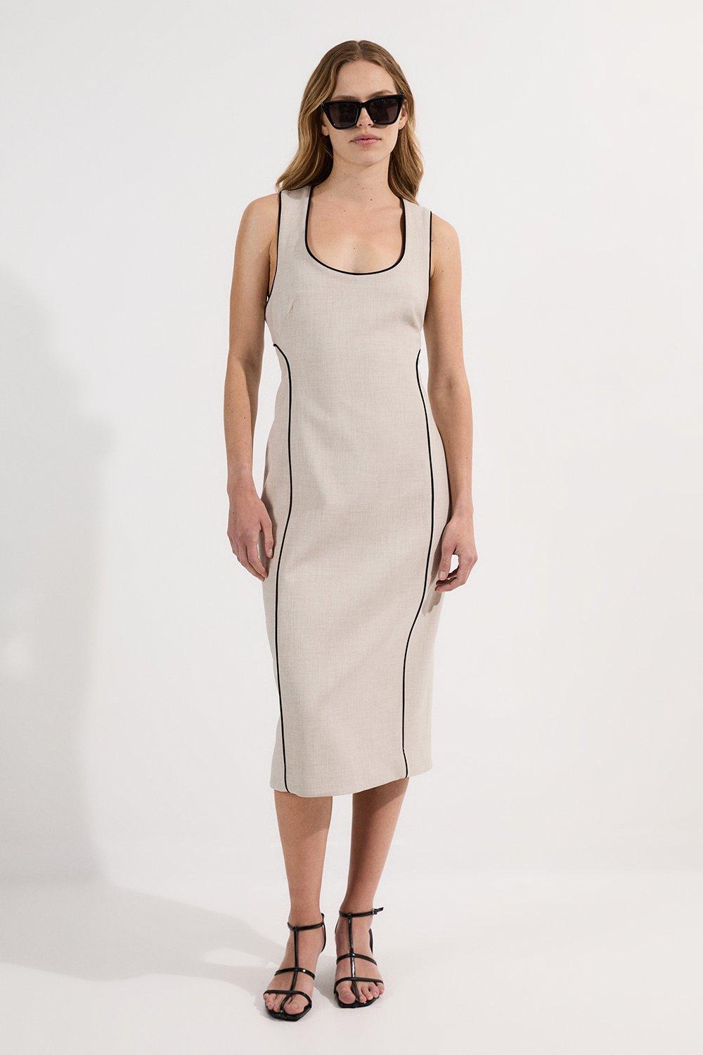 Linen Cutwork Embroidery Woven Midi Dress | Karen Millen