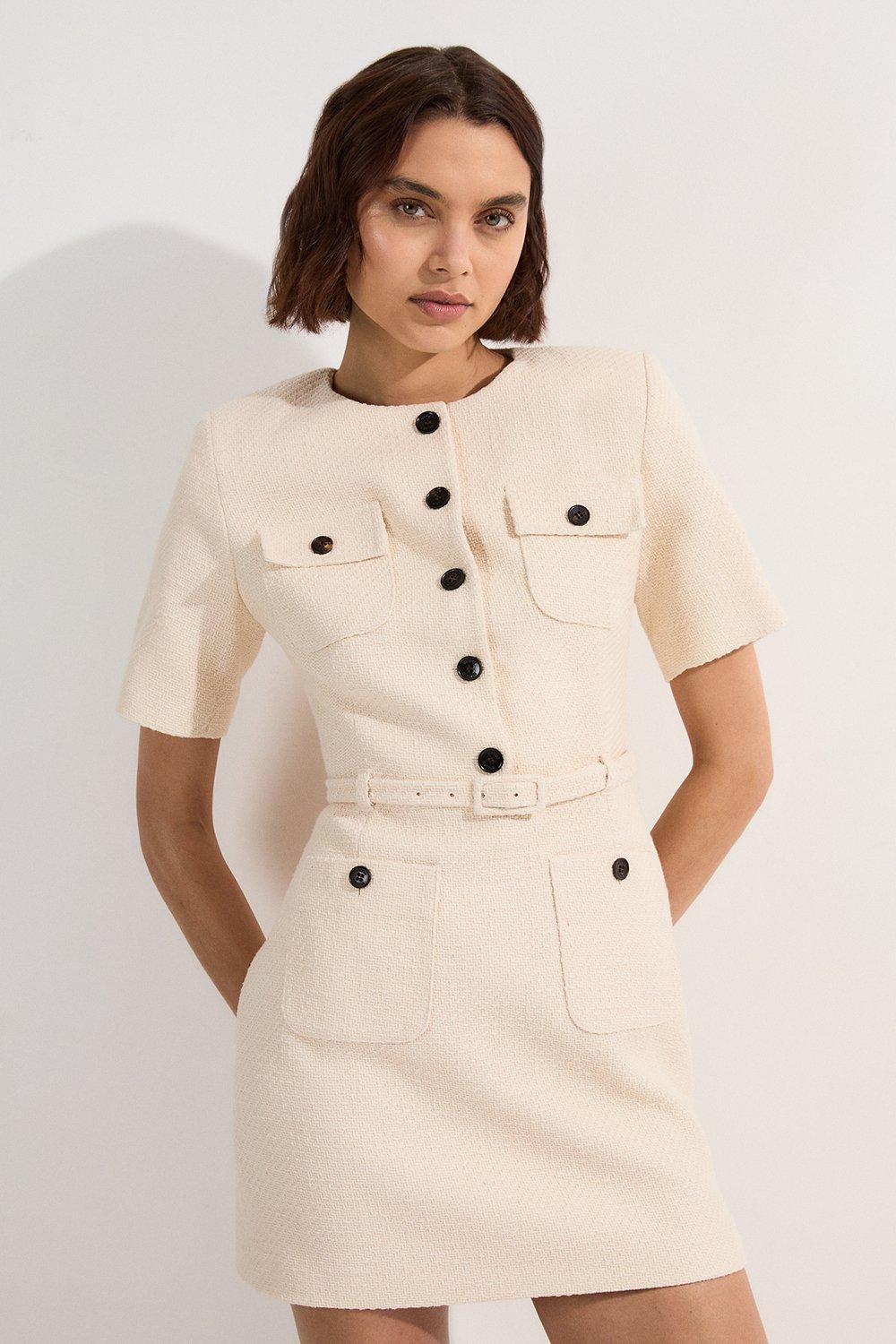 Figure Form Bandage Blazer Style Knit Mini Dress | Karen Millen
