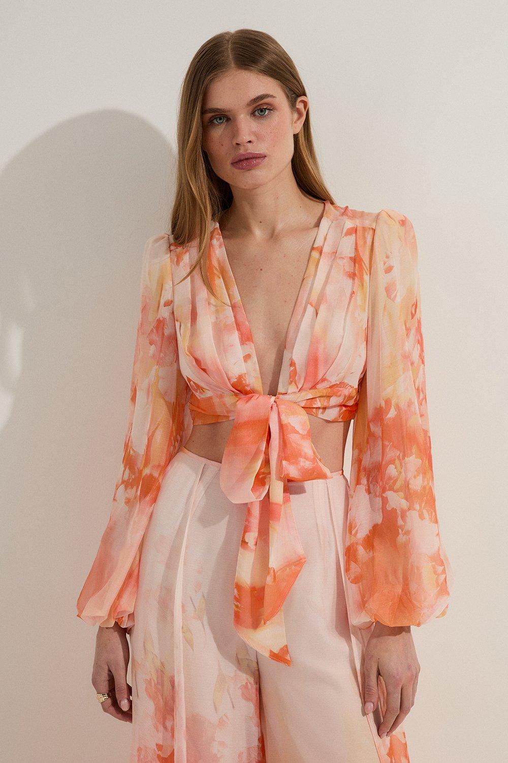 関税送料込【KAREN MILLEN】フォームタッセルスリーブドレス Premium Tencel Jersey Wrap Top | Karen Millen
