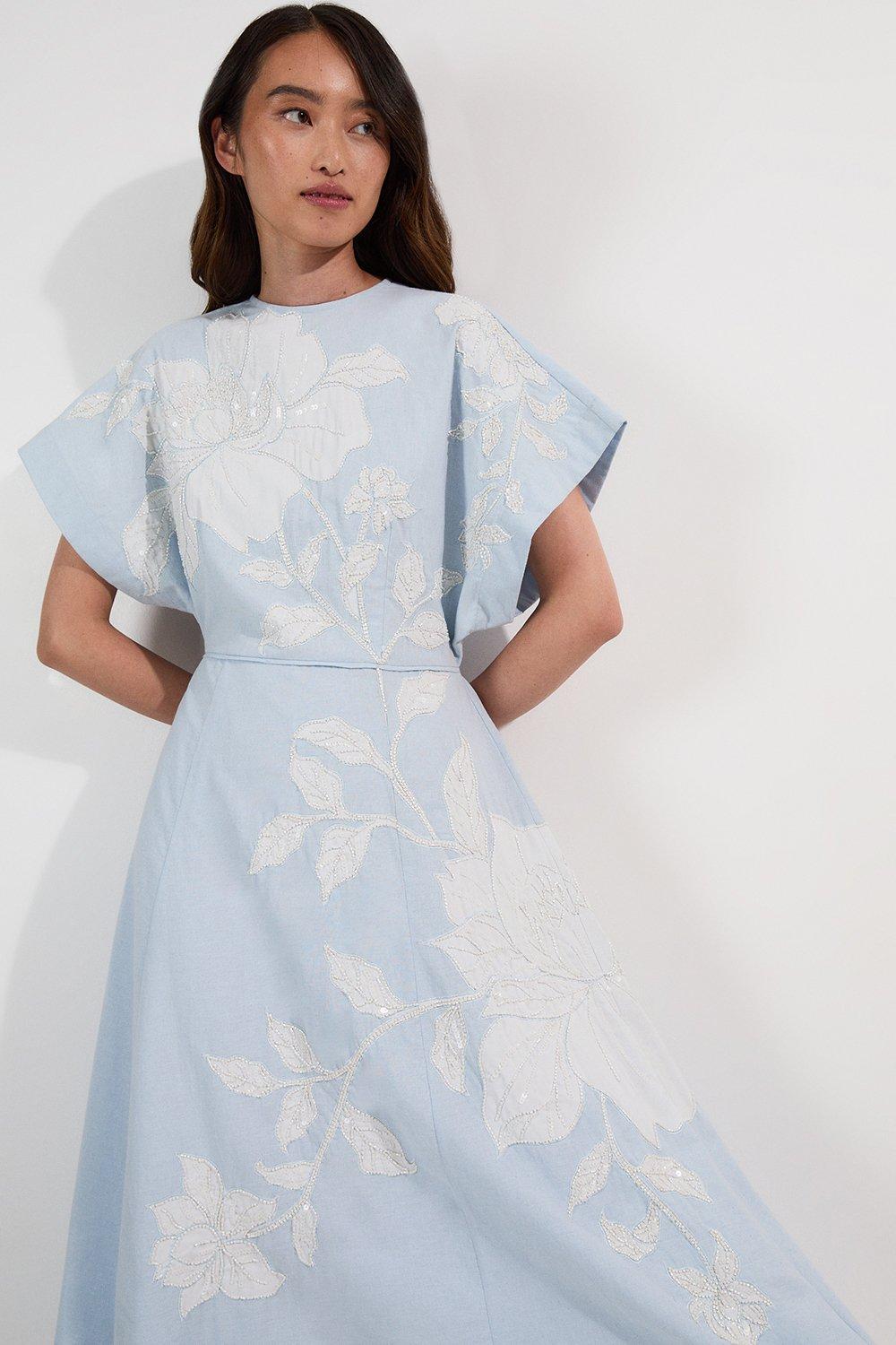 Embellished Woven Maxi Dress With Tulle Skirt | Karen Millen
