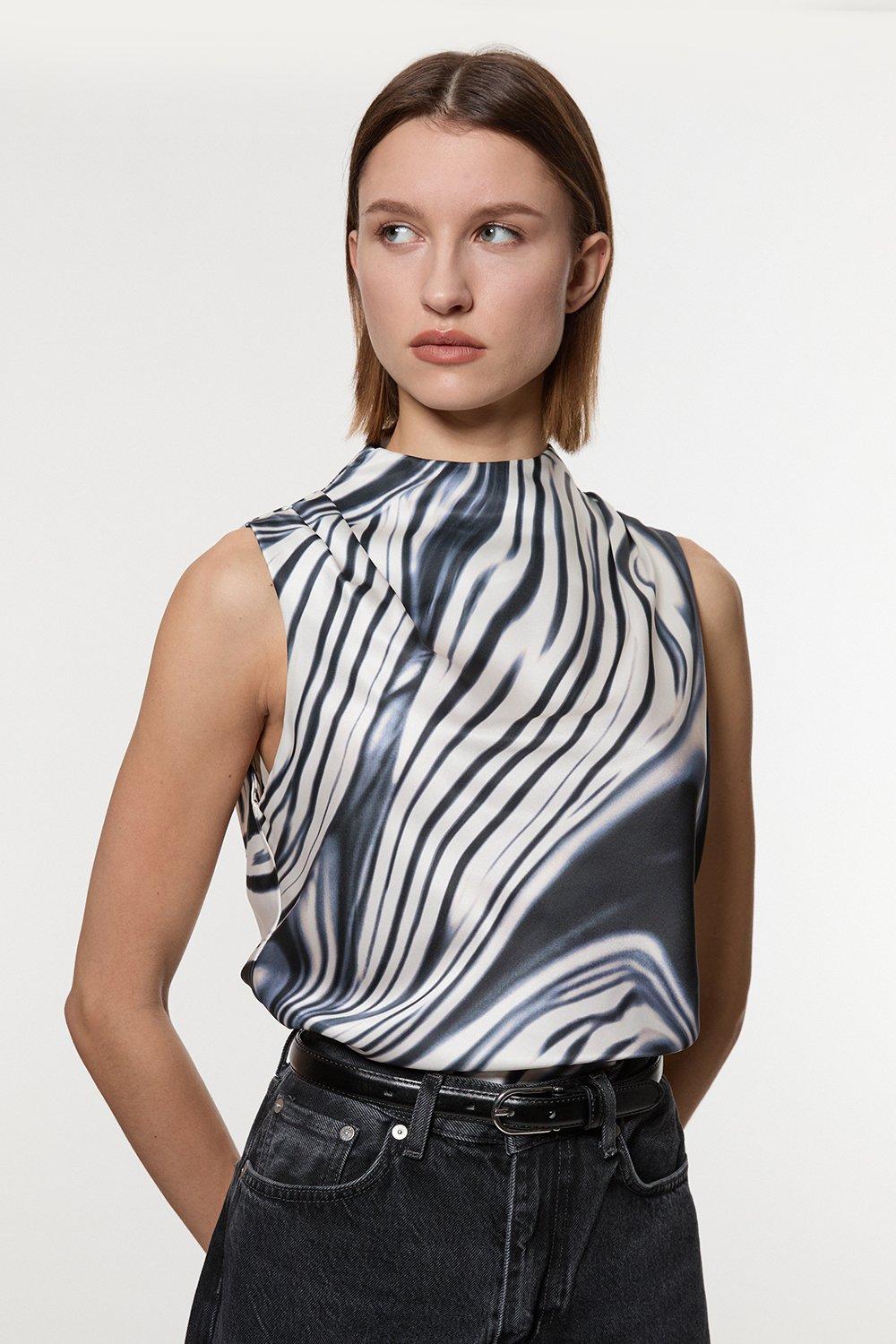 Tall Georgette Woven Tie Neck Blouse | Karen Millen