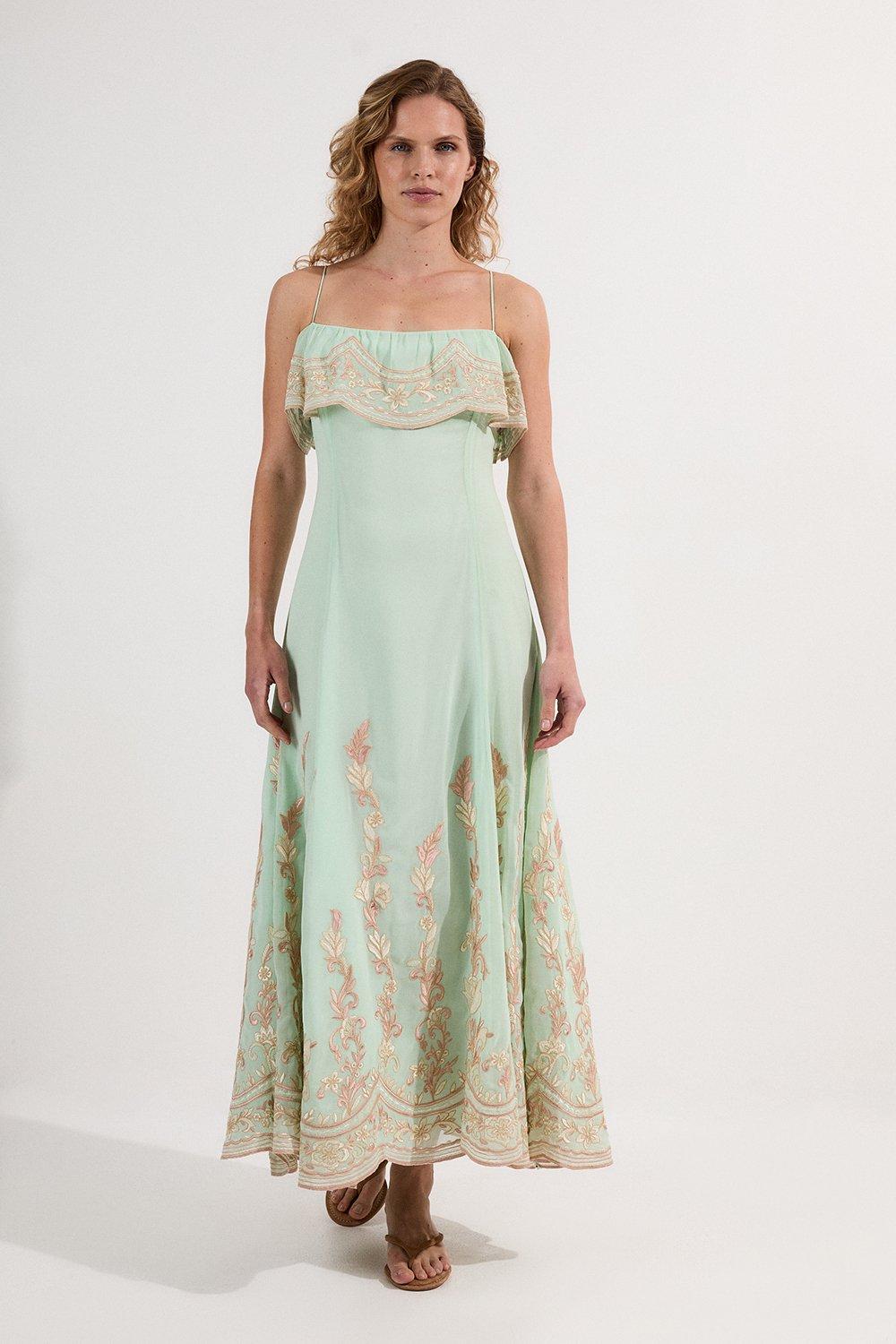 Lydia Millen Petite Cutwork And Embroidery Bandeau Dress