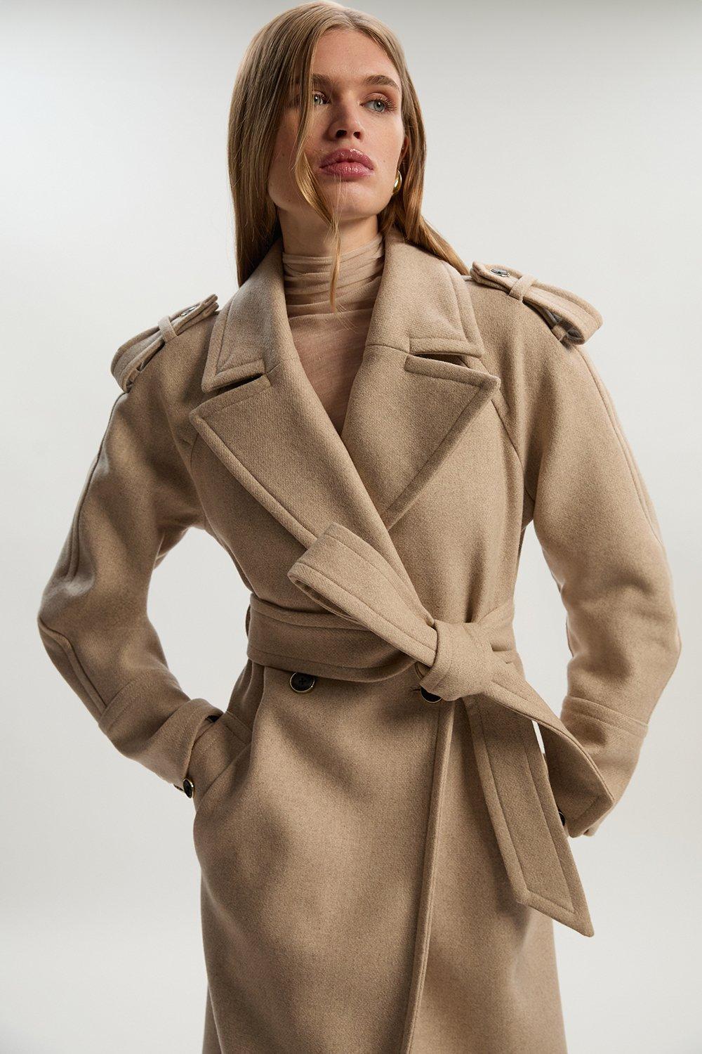 KAREN MILLEN プレミアムイタリア製マンテコウール ミディコート Tall Premium Italian Manteco Wool Fitted Tailored Midi Coat