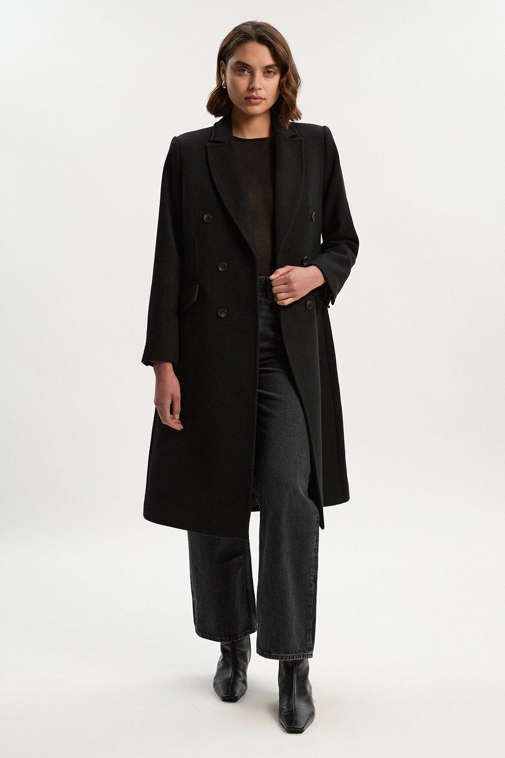 安心追跡付【KAREN MILLEN】マンテコウール ミダクシコート Tall Premium Italian Manteco Wool Fitted Tailored Midi Coat