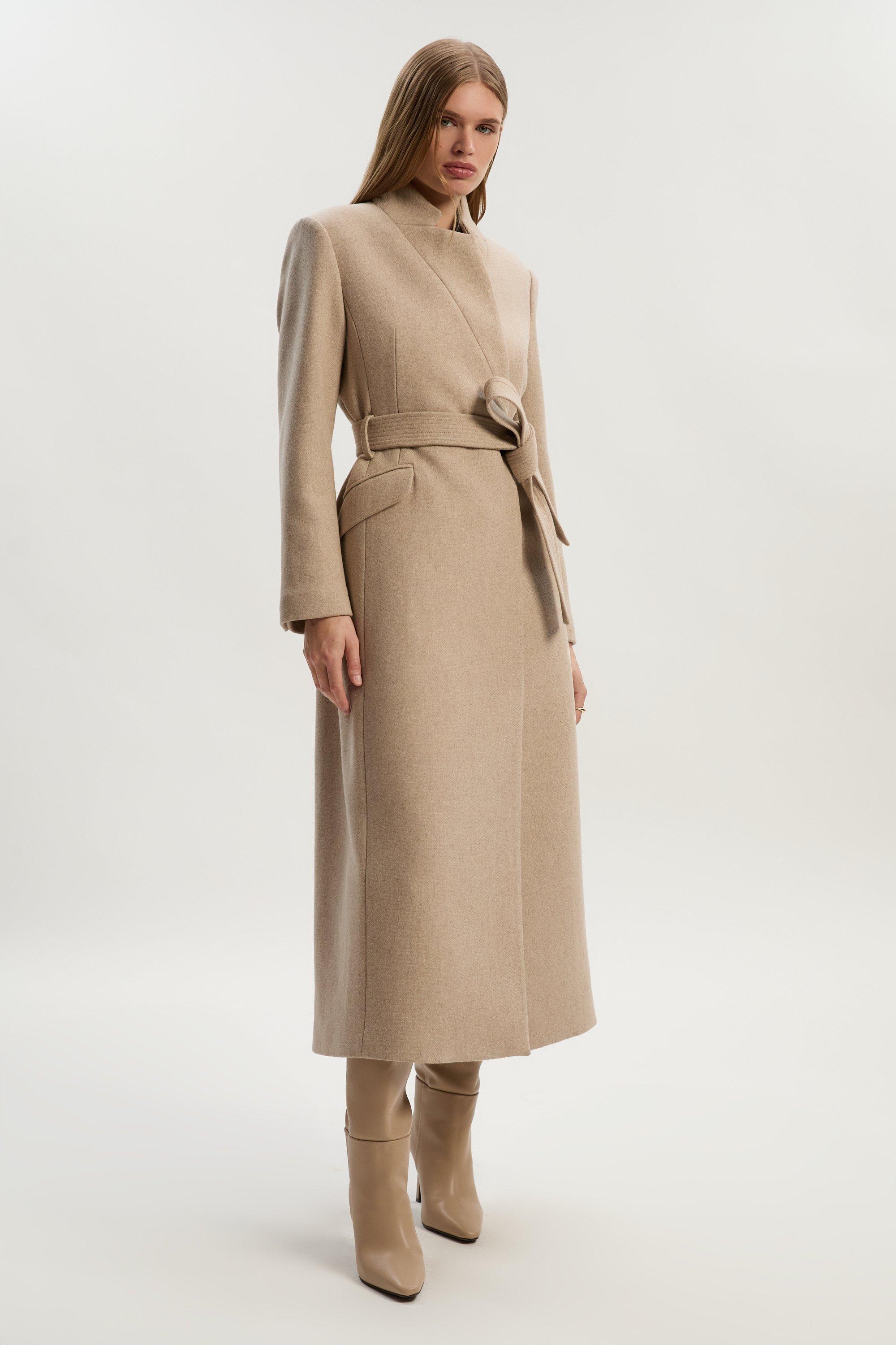 KAREN MILLEN プレミアムイタリア製マンテコウール ミディコート Tall Premium Italian Manteco Wool Fitted Tailored Midi Coat