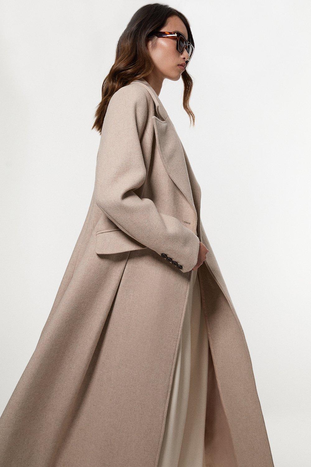 Tailored Wool Blend Embellished Maxi Coat | Karen Millen