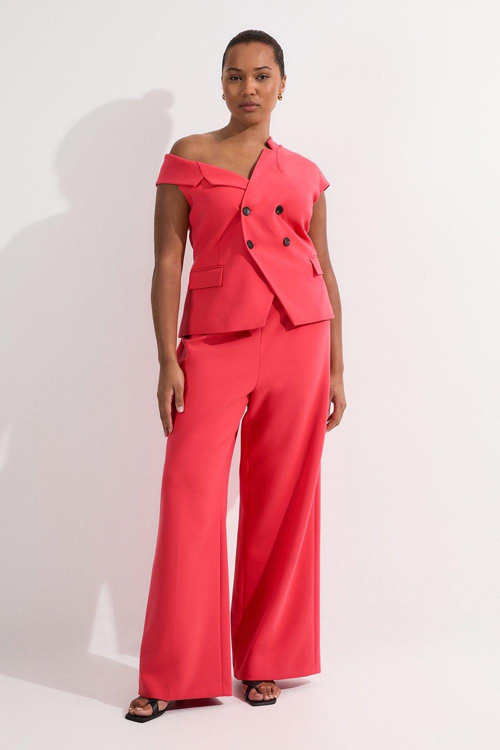 Crystal Embellished Bandeau Wrap Tailored Wide Leg Jumpsuit