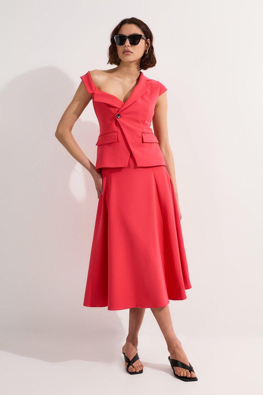 Soft Tailored Colourblock Midi Dress | Karen Millen