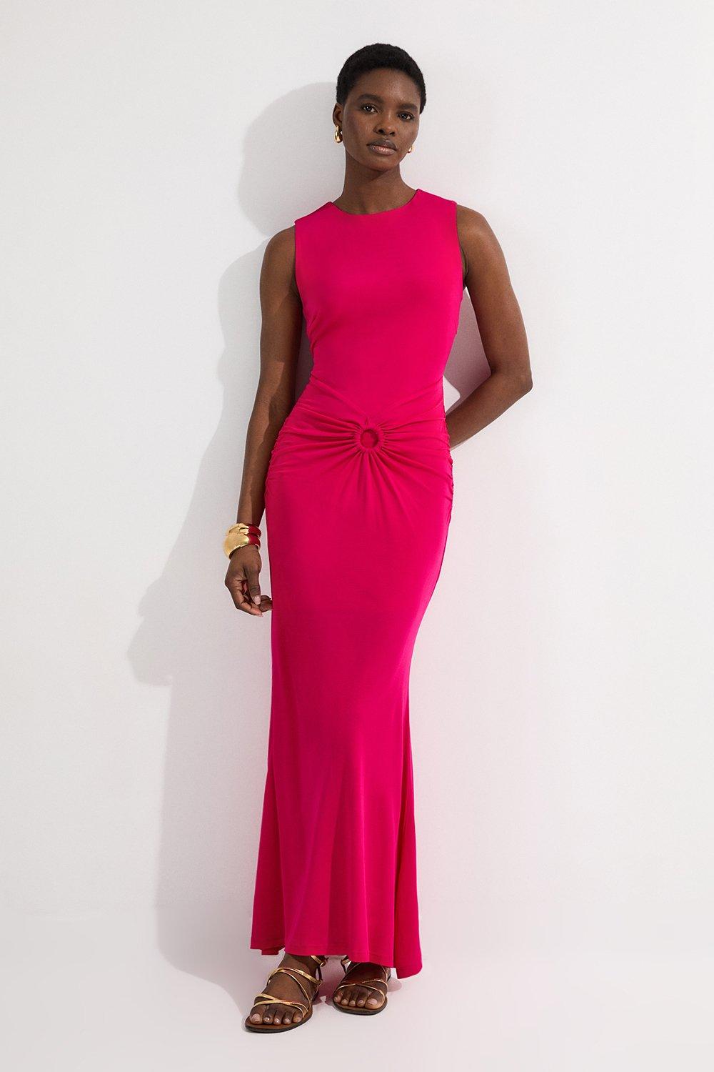 Drapey Crepe Jersey Long Sleeve Maxi Dress | Karen Millen