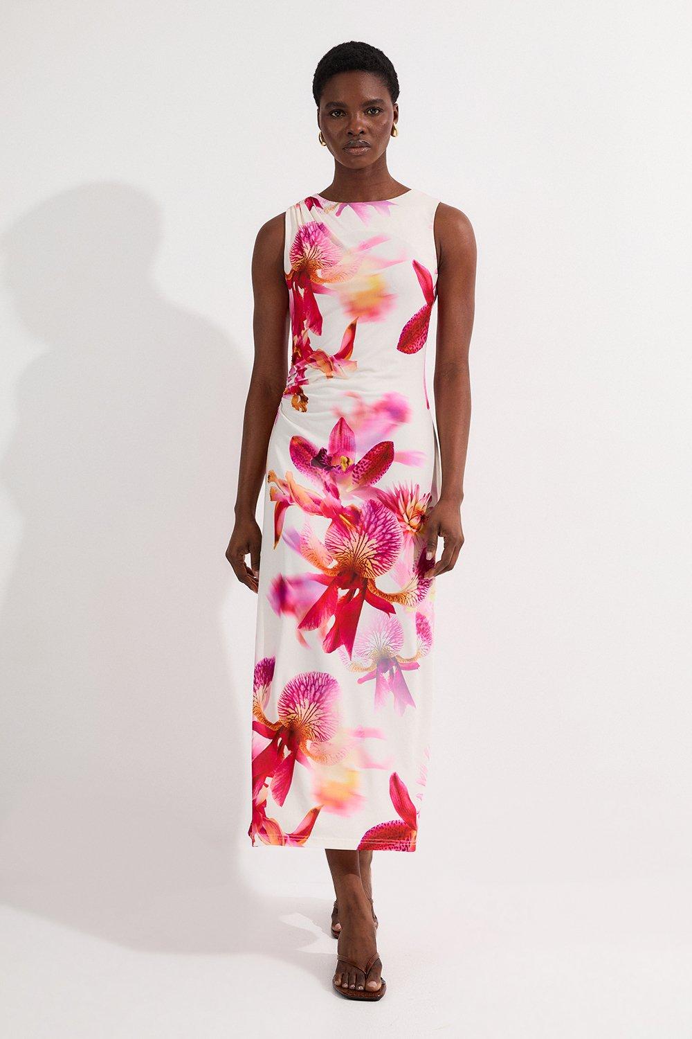 Petite Printed Paisley Maxi Cotton Woven Sun Dress | Karen