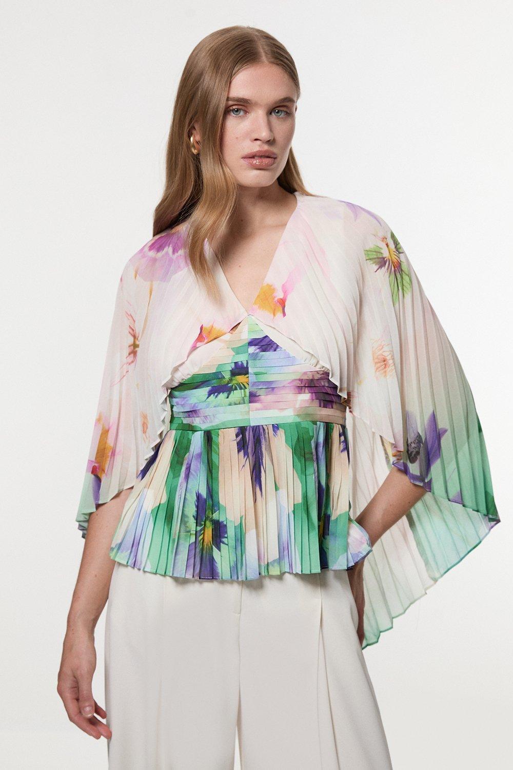 Lydia Millen Chiffon Top Stitch Detail Ruffle Woven Blouse