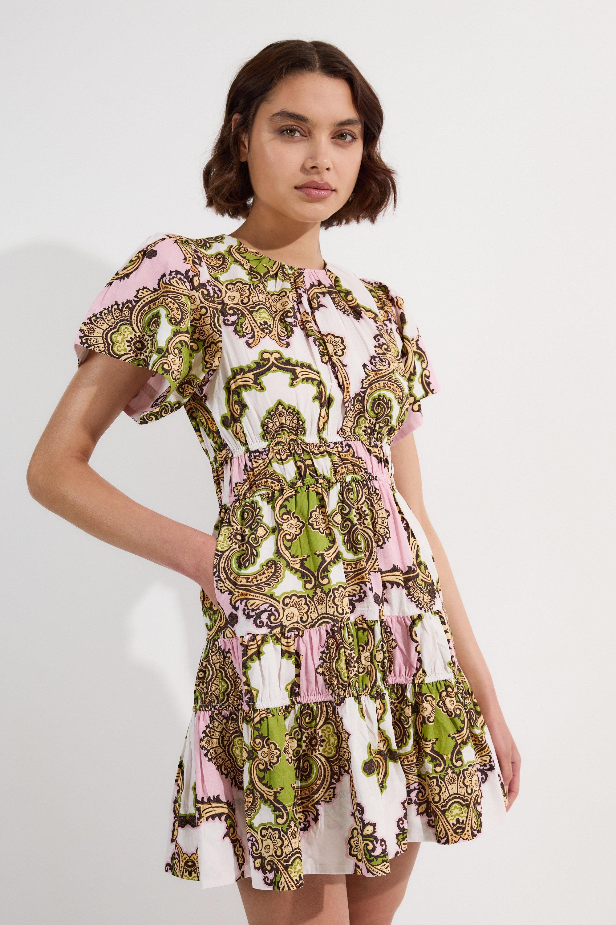 Cloud Printed Mesh Ruched Sleeveless Mini Dress | Karen Millen Cloud Printed Mesh Ruched Sleeveless Mini Dress | Karen Millen