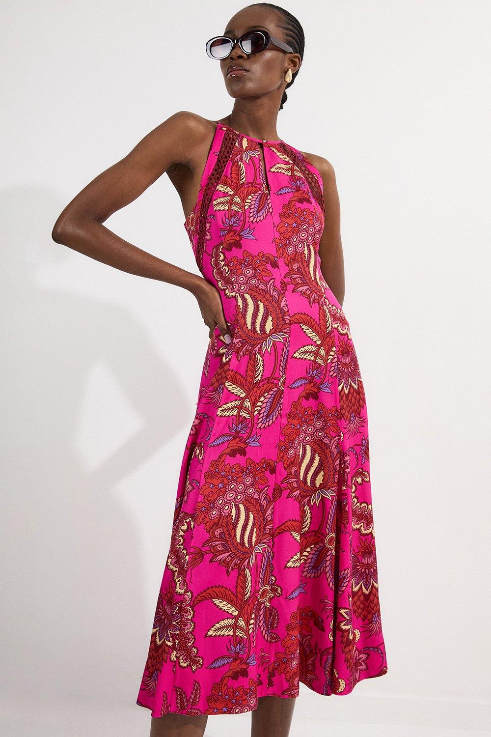 Crystal Embellished Woven Thigh Split Maxi | Karen Millen