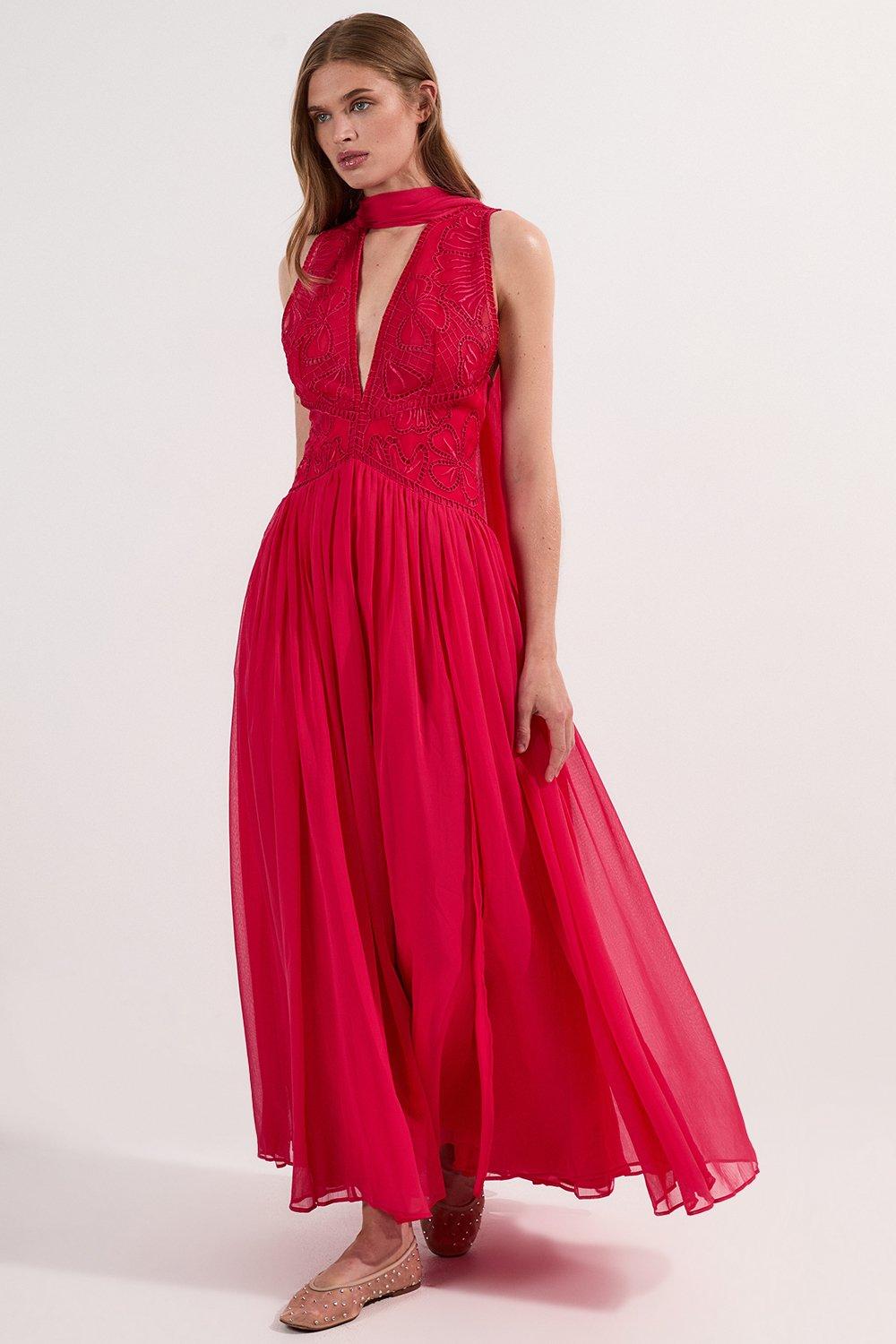 Ponte Zip Detail Sleeveless Midi Dress | Karen Millen