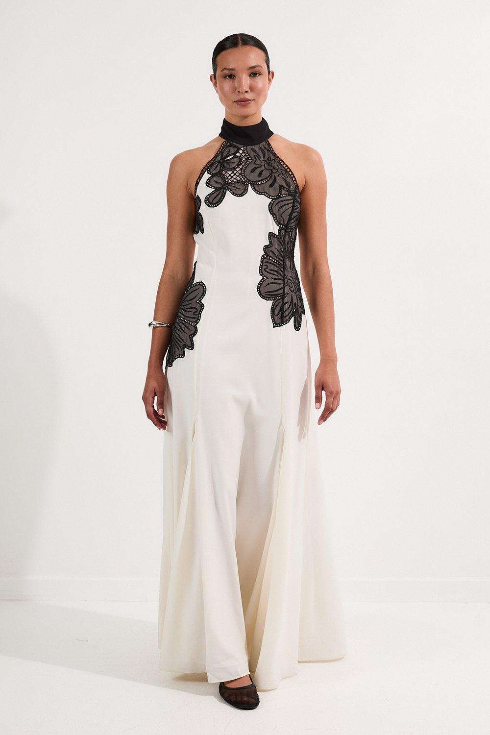 【Karen Millen】ブロドゥリー コットン 100 % ミディ ドレス Cotton Broderie Woven Maxi Dress | Karen Millen
