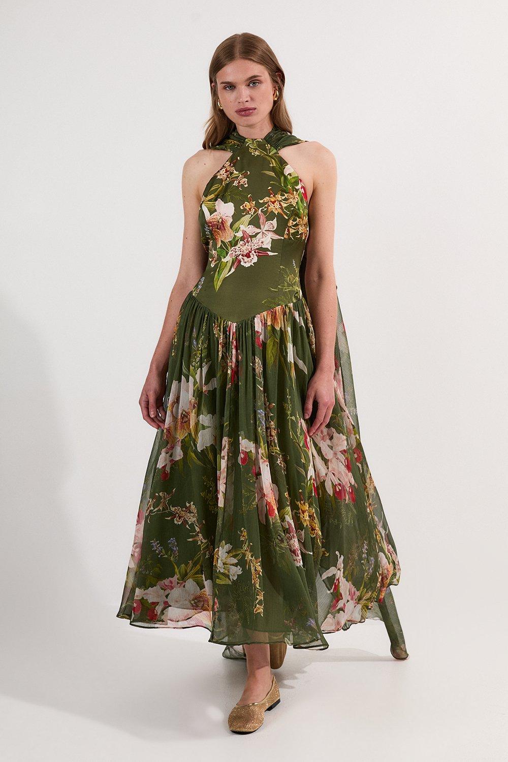 ★Karen Millen フローラルダイアモンドトリム 魅惑的マキシ★ bkk21609_floral_xl?$