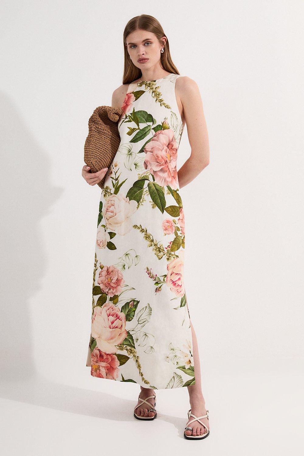 Lydia Millen Trailing Floral Cotton Sateen Midi Dress