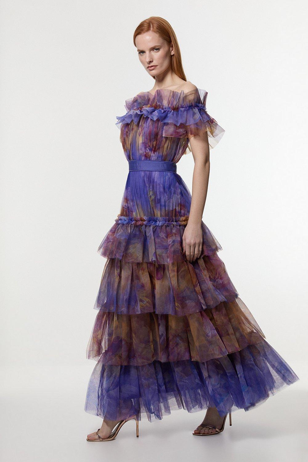 Karen Millen フローラル 上品 花柄 ドレス 限定! Karen Millen フローラル ウエストタイ ミディドレス