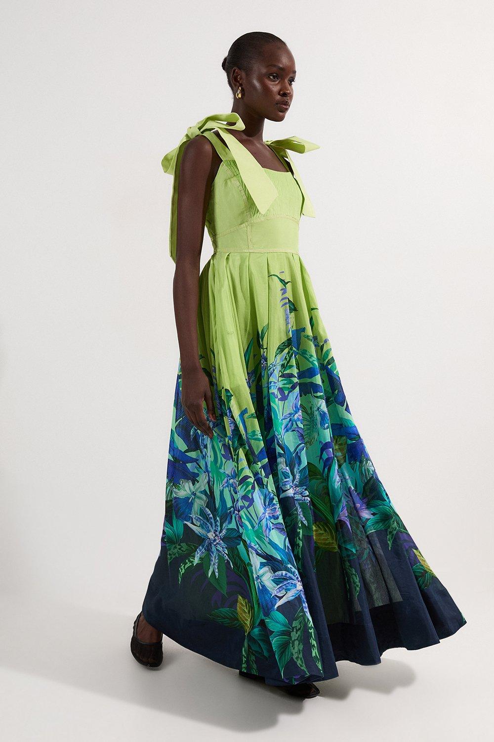 Petite Velvet Baroque Fringe Woven Maxi Dress | Karen Millen