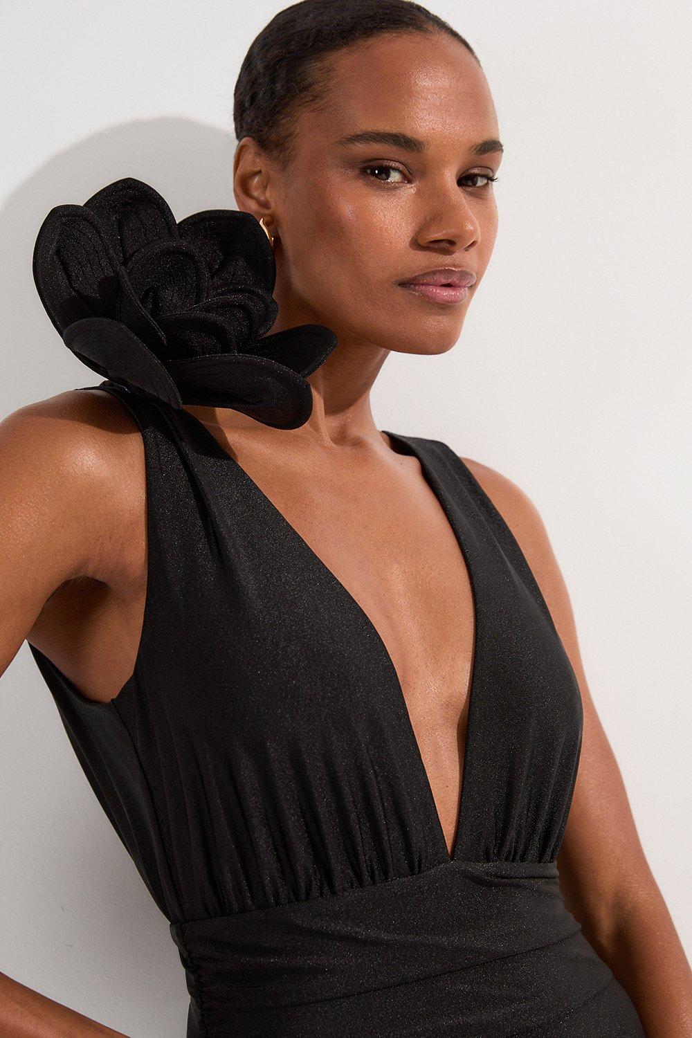 Slinky Cut Out Asymmetric Swimsuit | Karen Millen Slinky Cut Out Asymmetric Swimsuit | Karen Millen