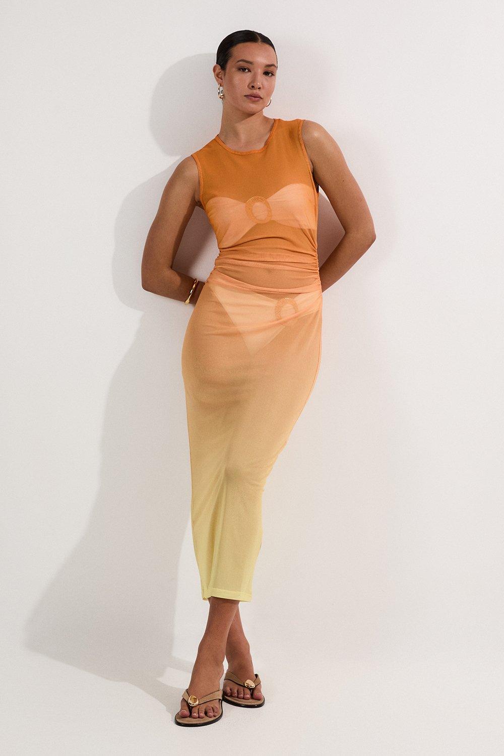 Beach Metallic Thread Halter Maxi Dress | Karen Millen