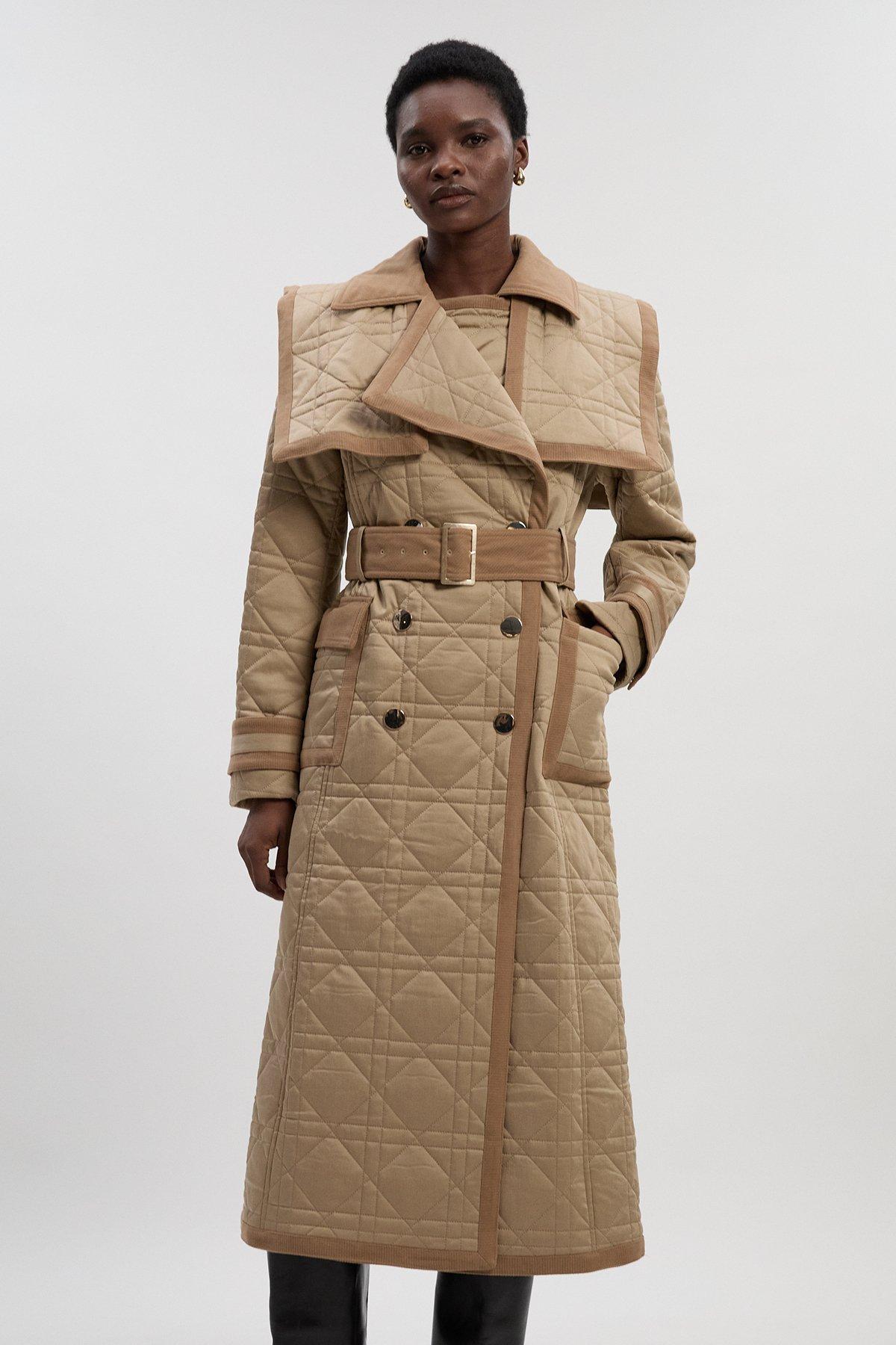 Lydia Millen Plus Size Check Mix Trench Coat | Karen Millen