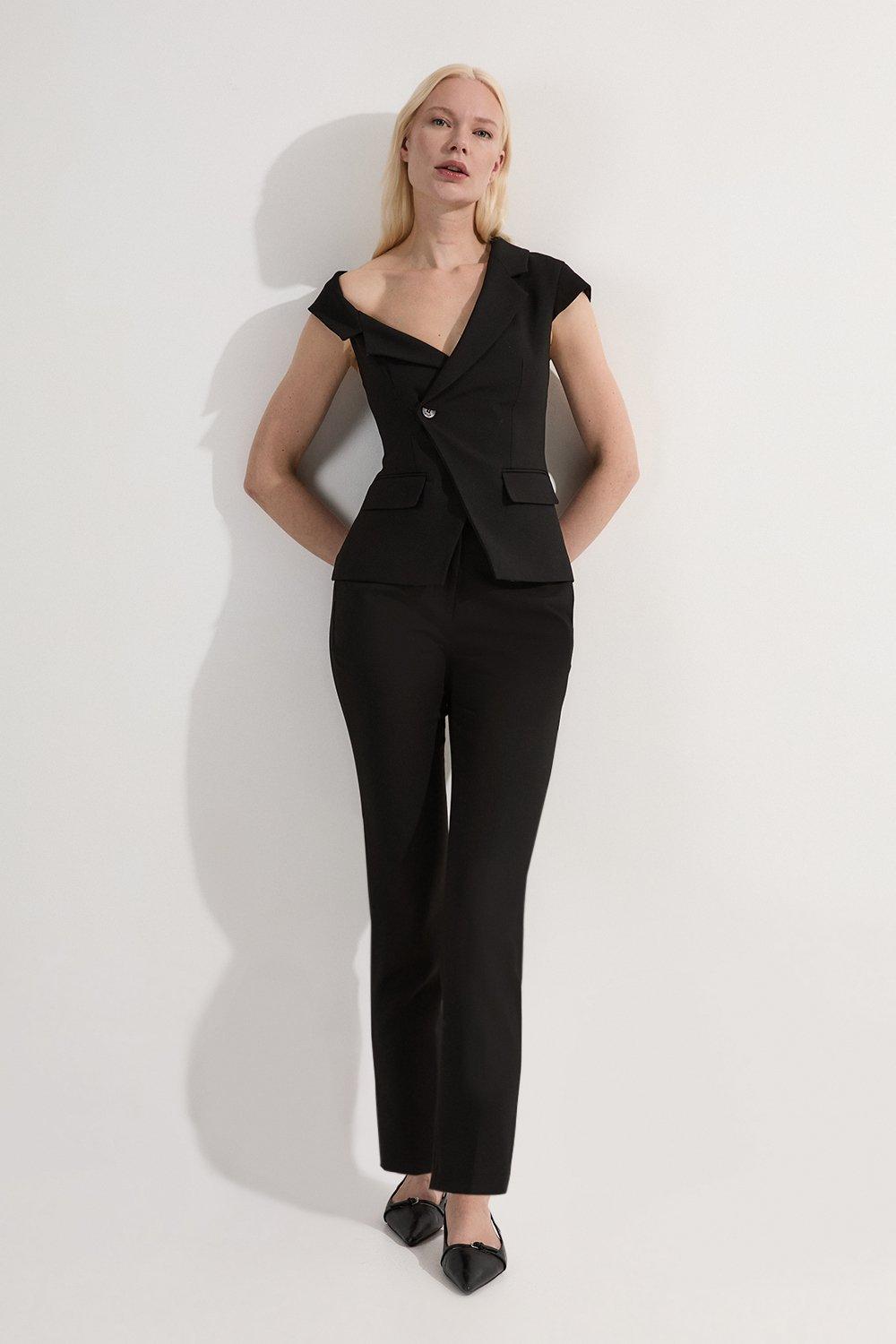 Leather Button Detail Pants | Karen Millen