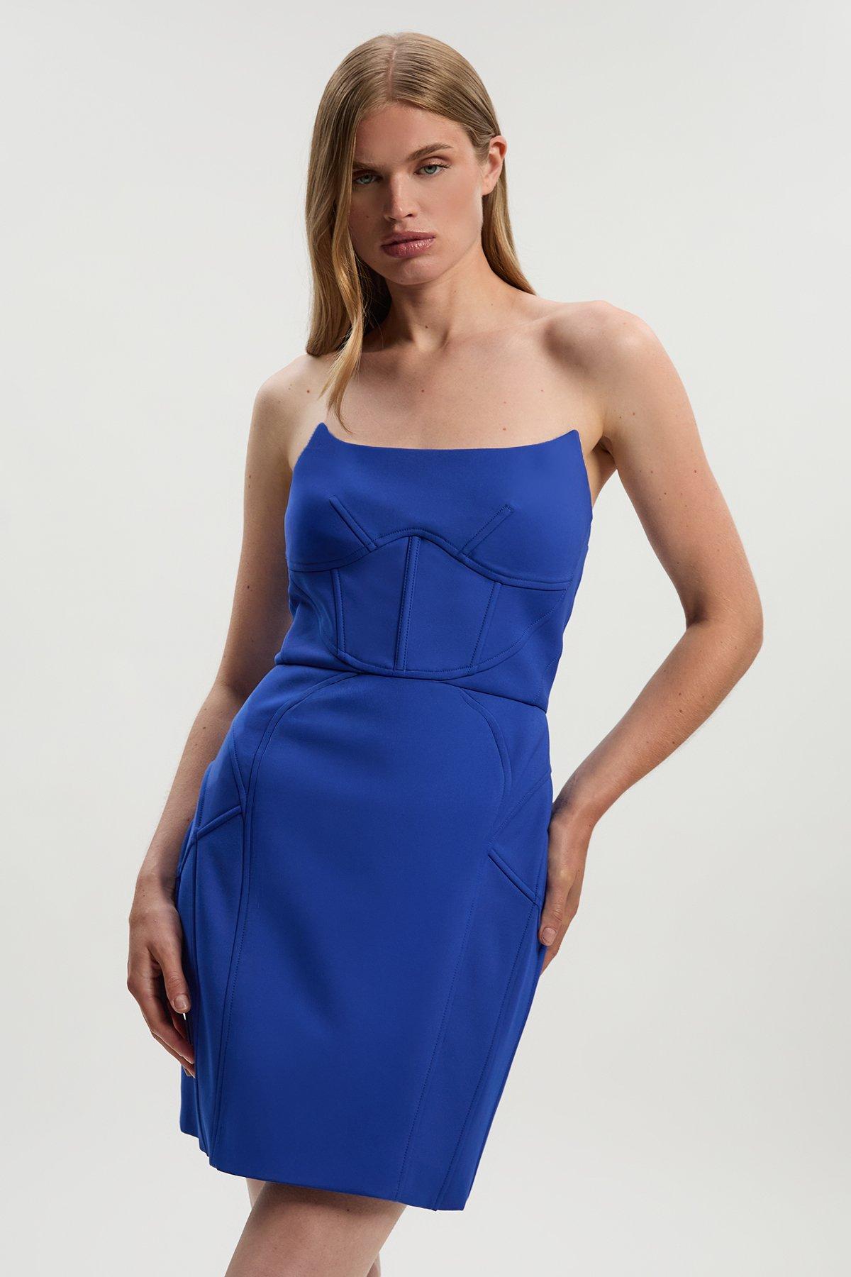Figure Form Zip Front Woven Mini Dress | Karen Millen