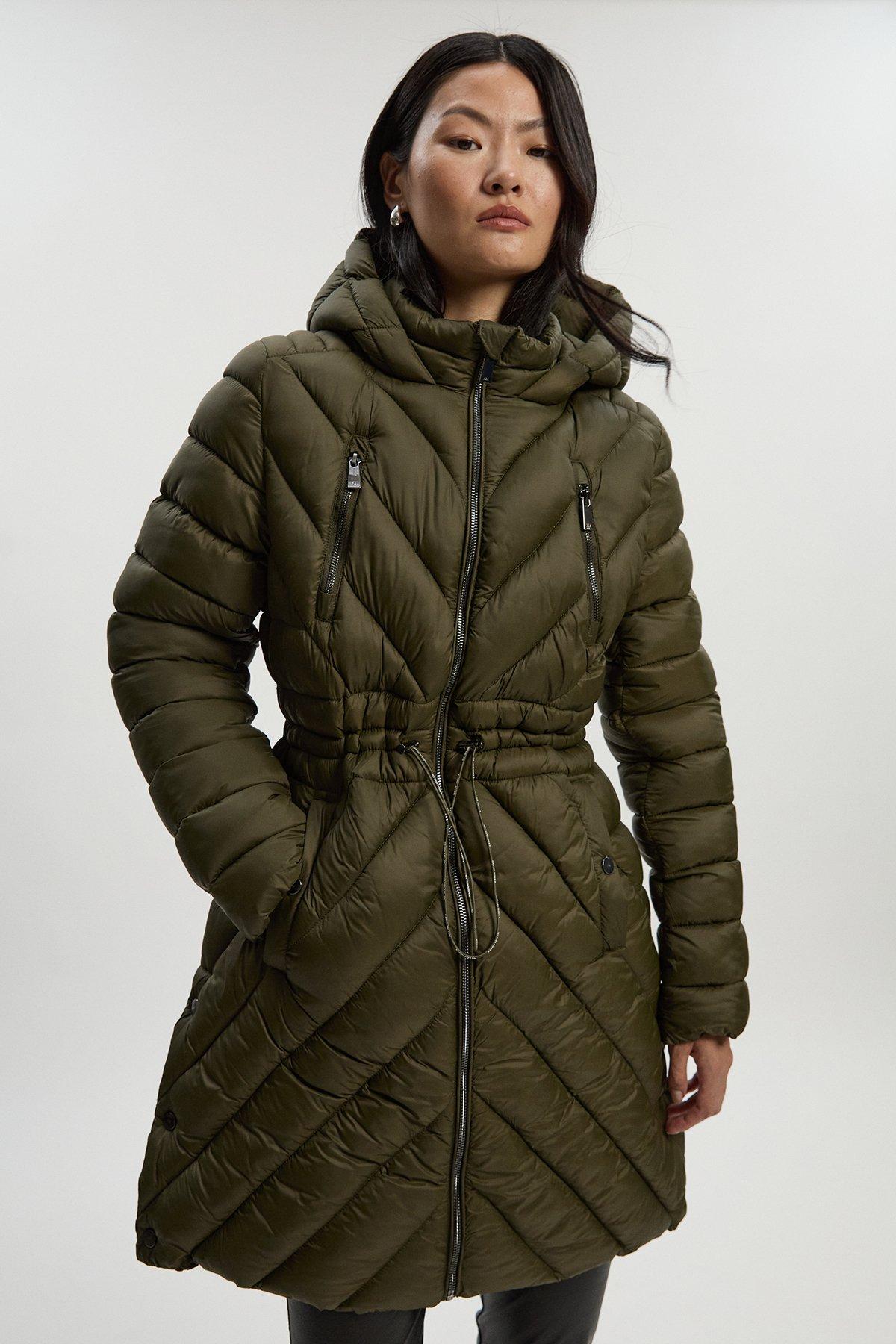 【新品未使用】【YOKE】QUILTED  PARKA サイズ2パープル Plus Size Lightweight Knee Length Packable Coat | Karen Millen