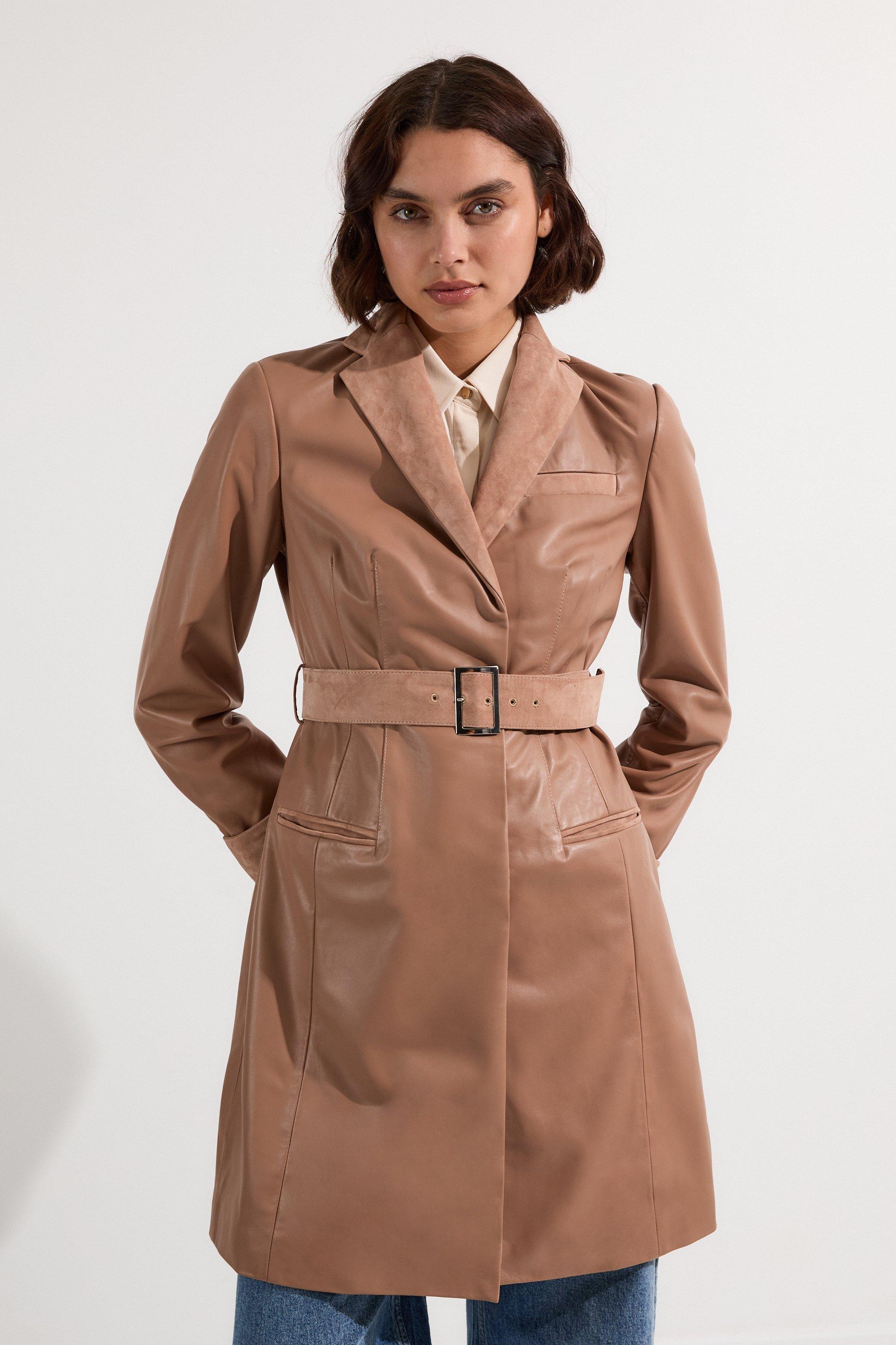 Crop Classic Belted Tailored Trench Coat | Karen Millen