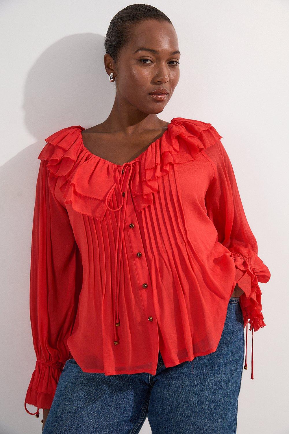 Georgette Woven Long Sleeve Blouse | Karen Millen
