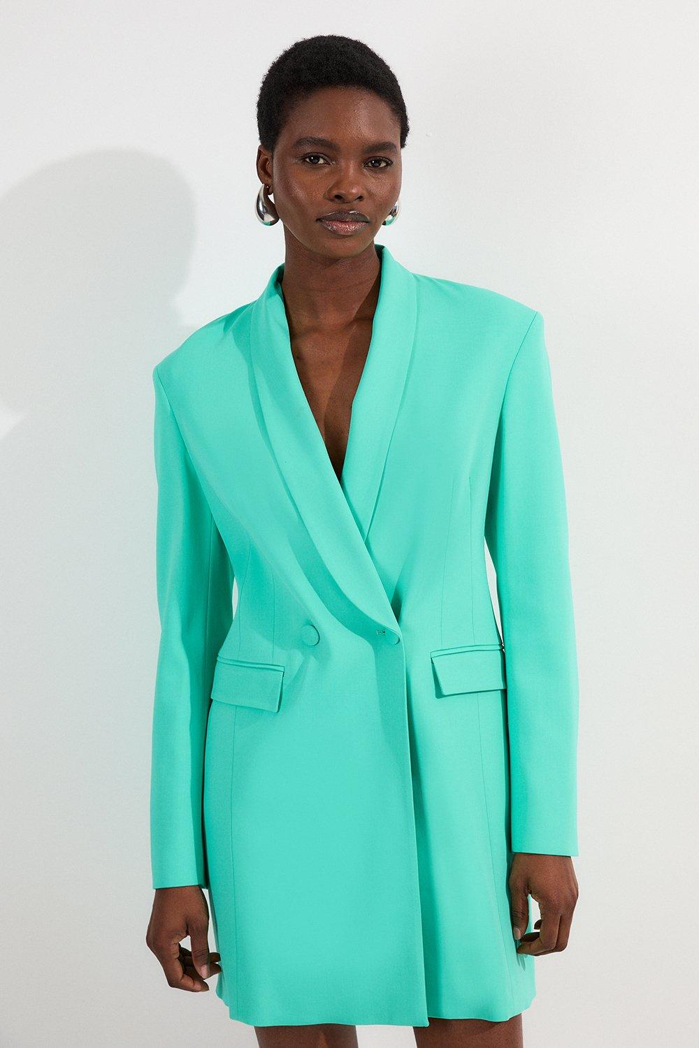 Premium Linen Wrap Tailored Blazer Midi Dress | Karen Millen