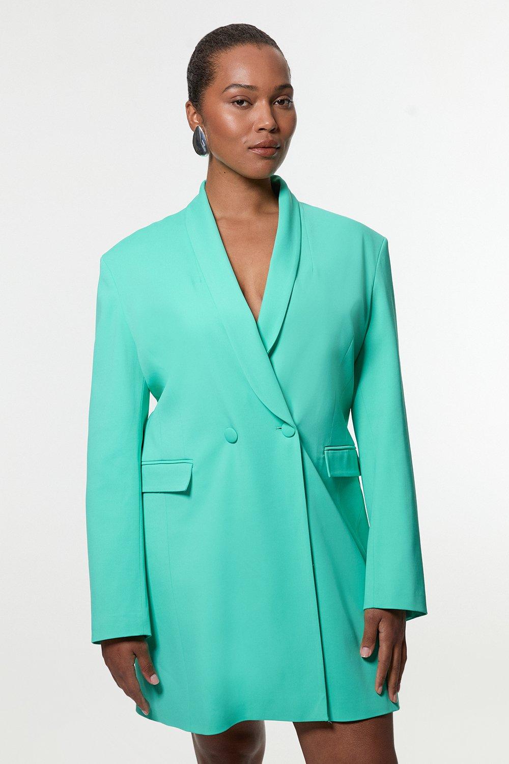 Premium Linen Wrap Tailored Blazer Midi Dress | Karen Millen