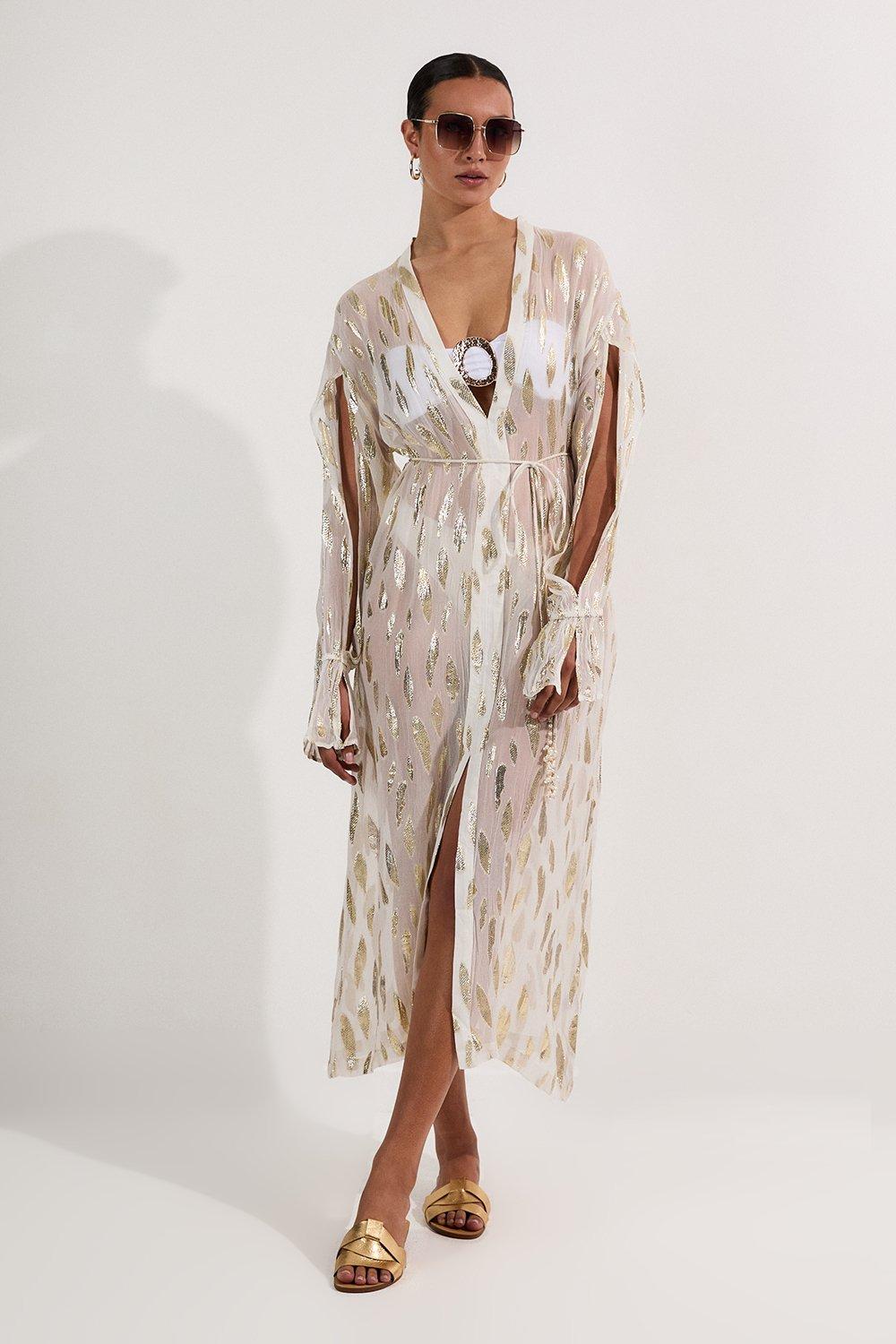 Viscose Georgette Cutwork Woven Beach Maxi Dress | Karen Millen