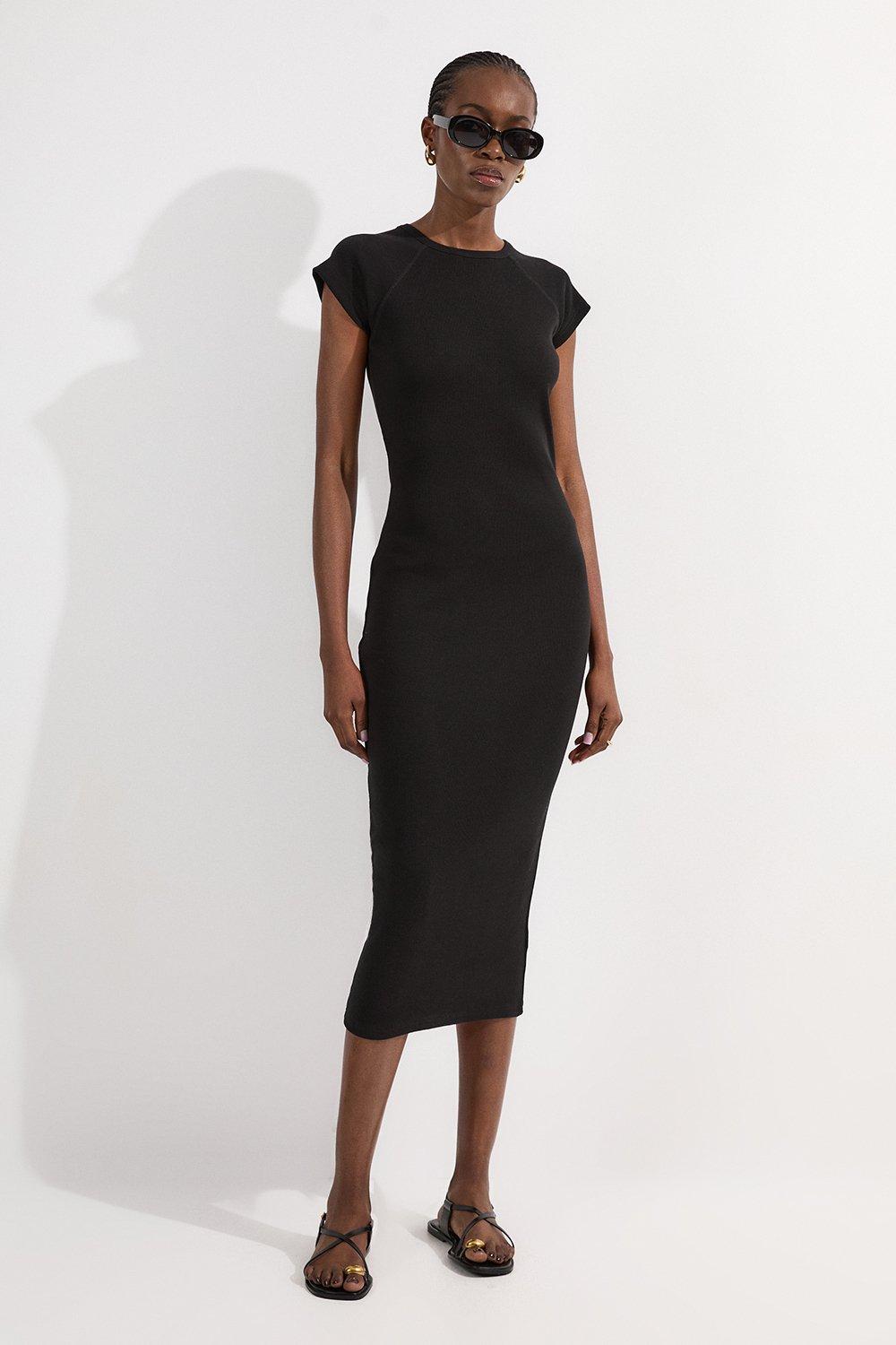 【Karen Millen】ストライプ デニム ベルト バンドゥ ミニドレス Figure Form Bandage Knit Embellished Top | Karen Millen