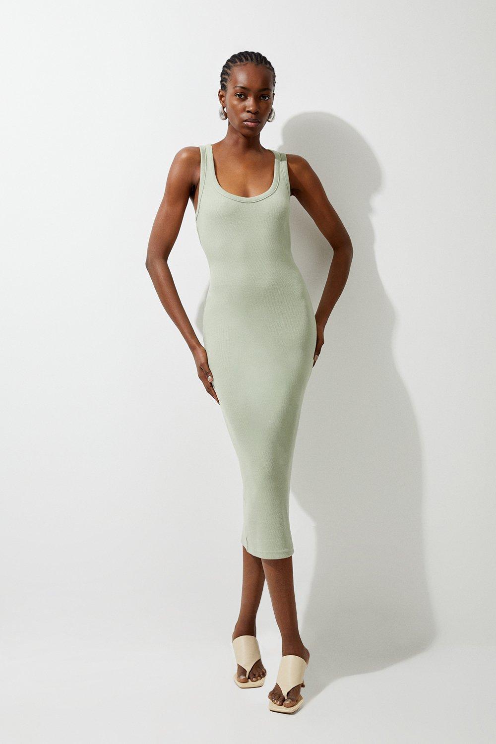Figure Form Bandage Embellished Bandeau Knit Midi Dress